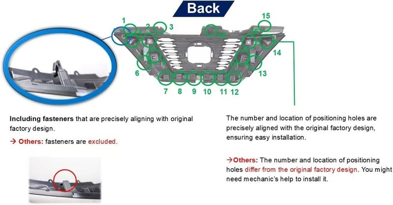 Torcia TYG Front Grille Fit for 2005-2009 Pontiac G6, Left Driver Side, OE Style Replacement Non-Active Exterior Grille, Replaces 22699329 GM1200539 - Image 5